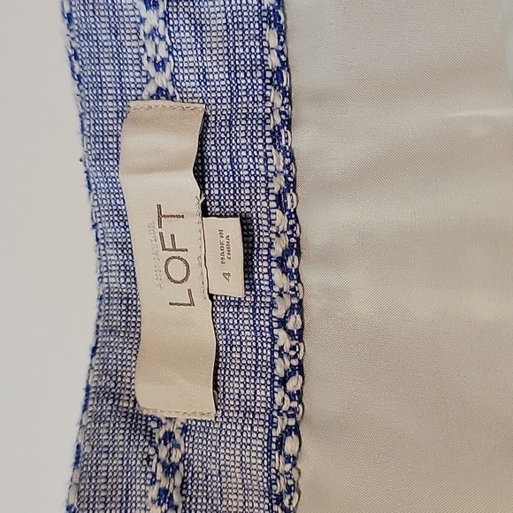 Ann Taylor Loft Mini Pencil Skirt Faux Wrap Lined Side Zip Blue White Chambray 4 - Picture 11 of 13